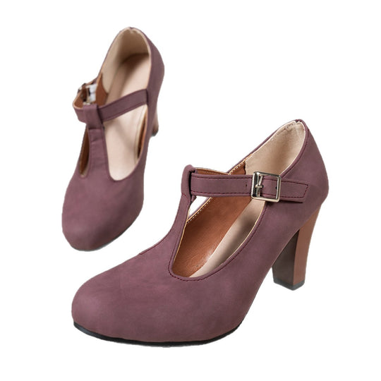 Damen elegante T-Strap Absatzschuhe R&B