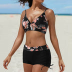 Damen Bikini-Set mit modischem Oberteil und hoch geschnittenen Shorts R&B