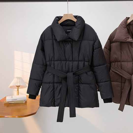 Damen Wattierte Jacke mit Gürtel und eleganter Kragenform R&B