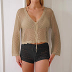 Damen Luftiger Häkelstrandpullover R&B
