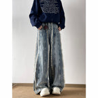 Damen Lässige Weitbein-Jeans mit Fransen-Design