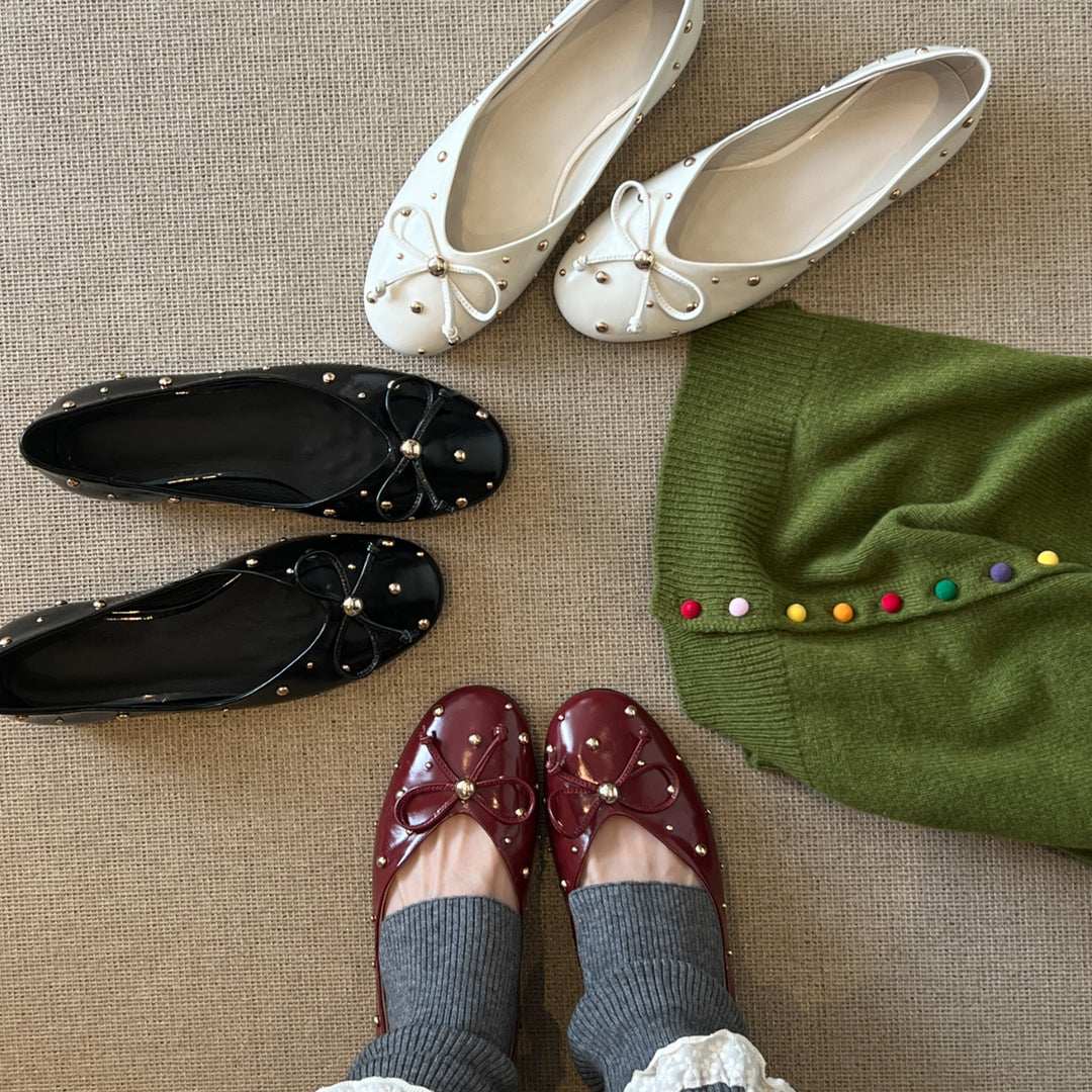 Damen Ballerinas mit dekorativer Schleifenapplikation und funkelnden Details R&B