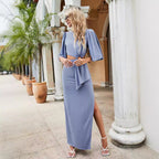 Damen elegantes Maxikleid mit stylischem Knotendetail R&B