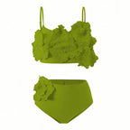Damen Bikini-Set mit floralem Oberteil und hoch geschnittenem Höschen R&B