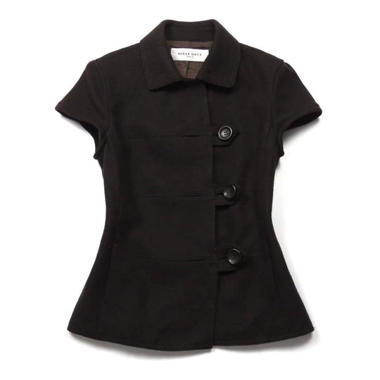 Damen Figurumspielende Kurzarmjacke mit Knopfdetails R&B