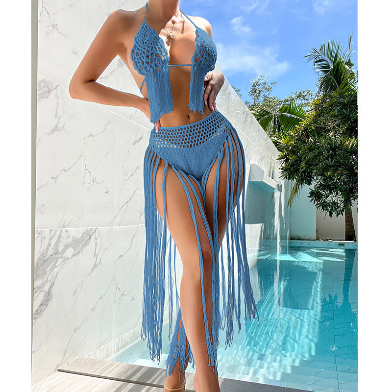 Damen Häkel-Bikini-Set mit fransigen Akzenten und einzigartigem Schnitt R&B