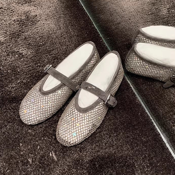 Damen elegante Ballerinas mit dekorativem Strassbesatz
