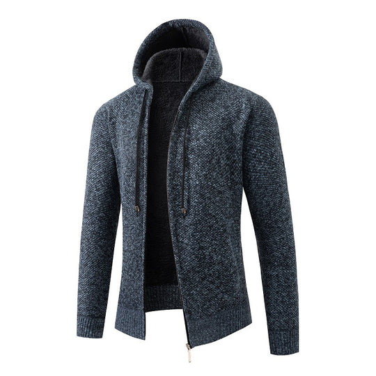 Herren gemütlicher Strickhoodie mit kuscheligem Innenfutter R&B