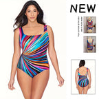 Damen Einteiler Badeanzug mit spiralisiertem Farb-Design R&B