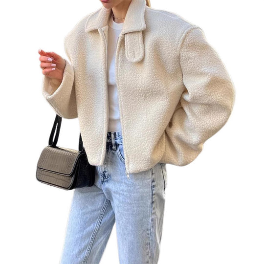 Damen Fluffy Übergangsjacke mit lässigem Schnitt und angewandtem Kragen R&B