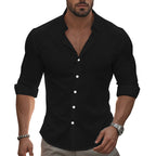 Herren Elegantes Langarmhemd mit modernem Kragen und hochwertiger Baumwollstruktur R&B