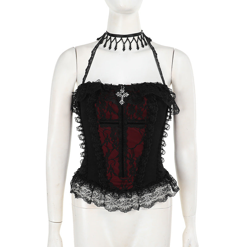 Damen figurbetonte Bluse mit Rüschendetails und Schnürung R&B