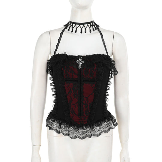 Damen figurbetonte Bluse mit Rüschendetails und Schnürung R&B