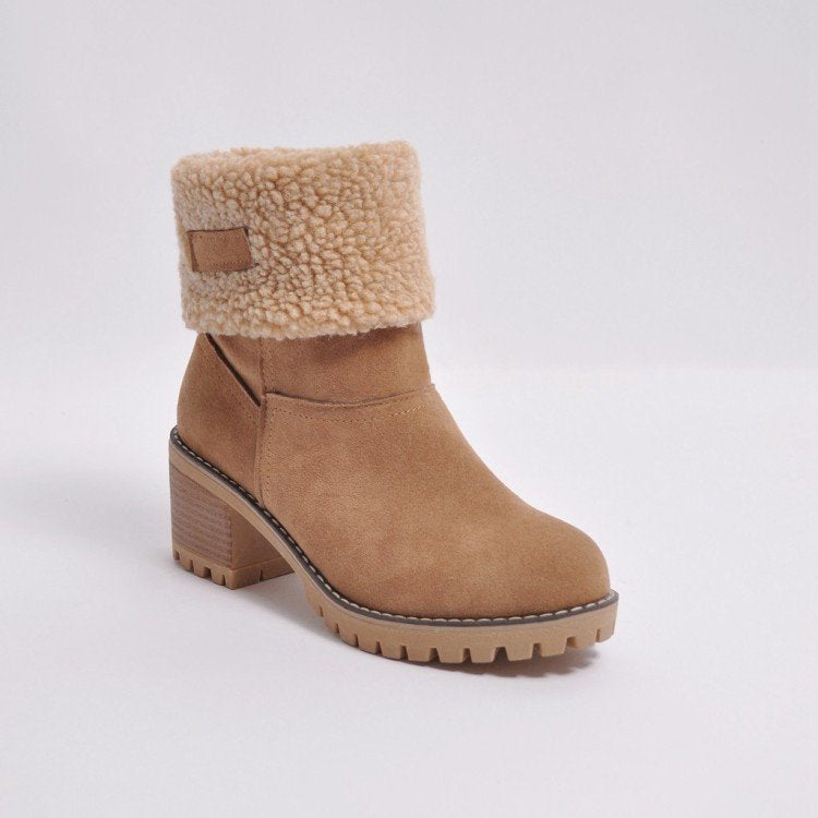 Damen Stiefel mit weichem Kunstfellkragen und robuster Sohle R&B