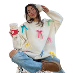 Damen kreative Strickpullover mit bunten Applikationen R&B