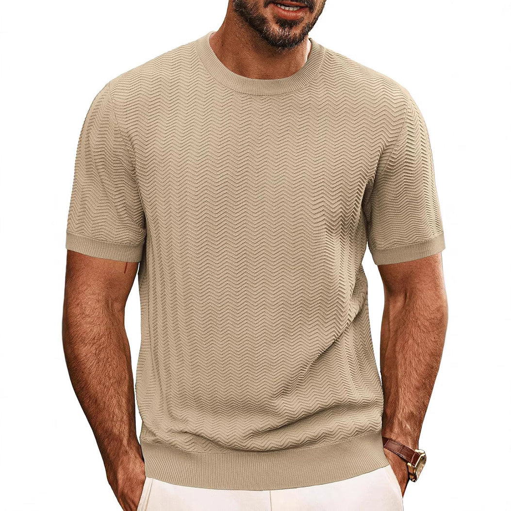 Herren strukturiertes Rundhals T-Shirt R&B