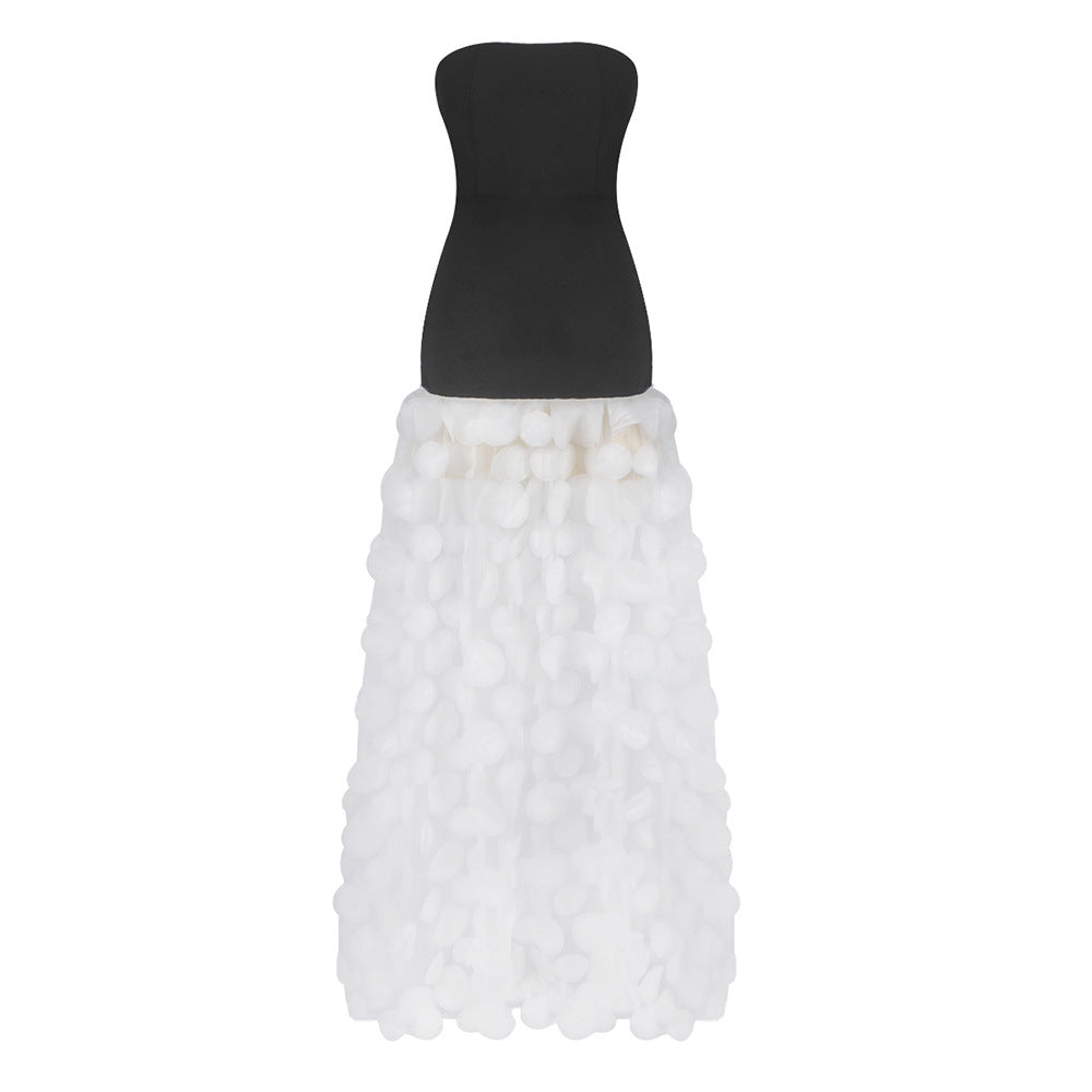 Damen Traumhaftes Tüll-Abendkleid ohne Ärmel und Volant-Design R&B
