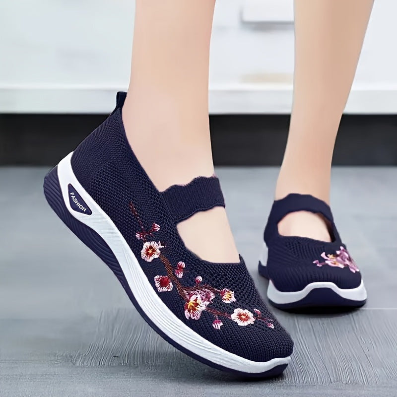 Damen Bequeme Sneaker mit floralen Stickereien R&B