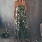 Damen Lockere Jumpsuit mit Animal-Print und praktischen Taschen R&B
