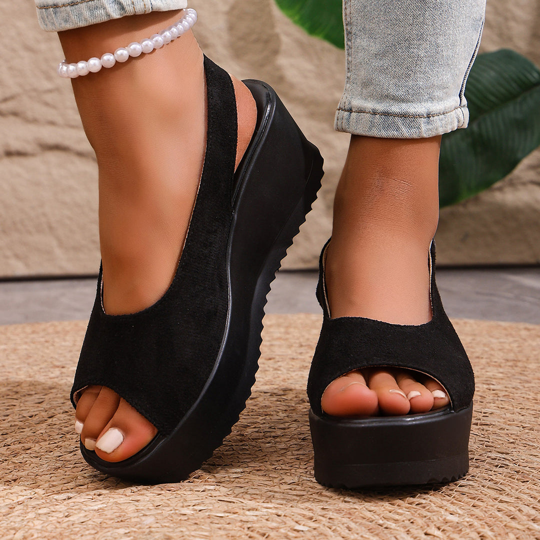 Damen Plateau-Sandalen mit offenem Zehenbereich und praktischem Klettverschluss R&B