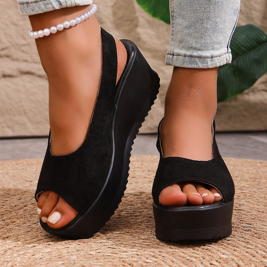 Damen Plateau-Sandalen mit offenem Zehenbereich und praktischem Klettverschluss R&B