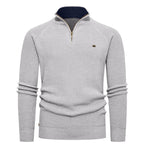 Herren hochwertiger Strickpullover mit Stehkragen und modernem Reißverschluss R&B