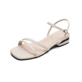 Damen Elegante Fußbett-Sandalen mit dünnen Riemen und modischem Blockabsatz