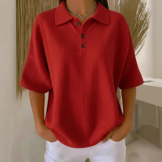 Damen sportliches Poloshirt aus Waffelpiqué R&B