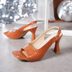 Damen Slingpumps mit modischer Krokoprägung und komfortablem Blockabsatz R&B