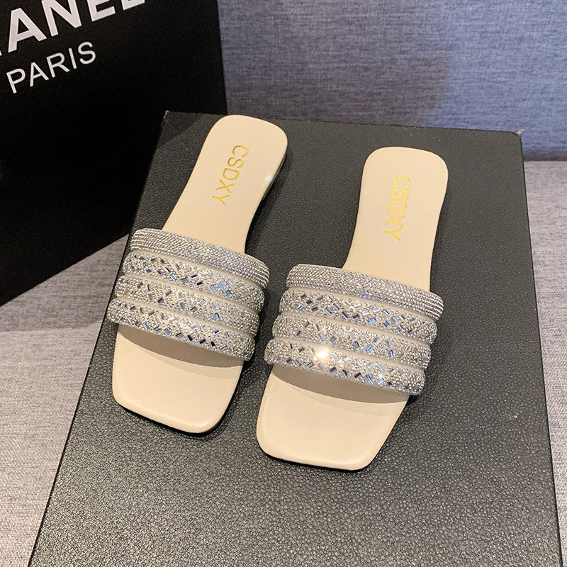 Damen Strass verzierten Hausschuhe R&B