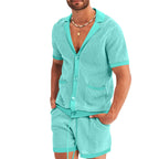 Herren atmungsaktives Künstler-Shorts-Set mit strukturiertem Design R&B
