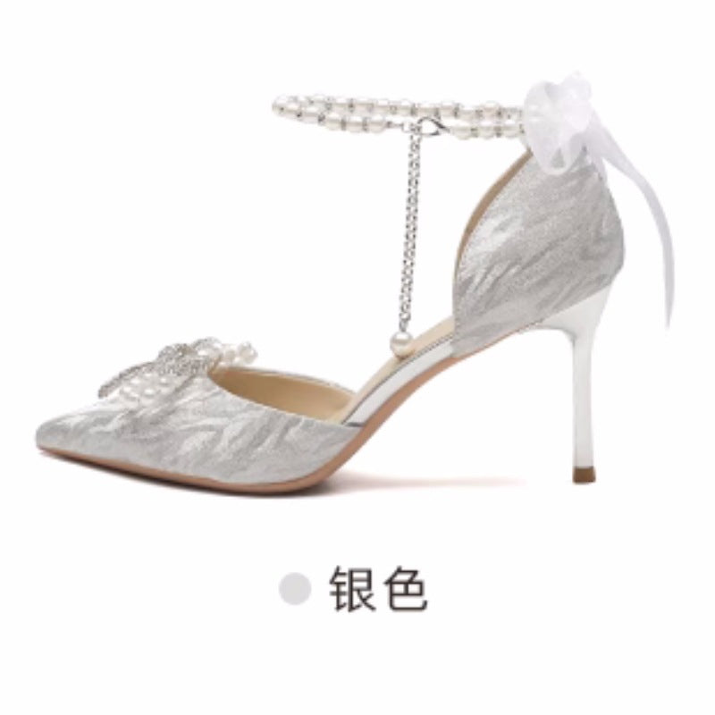 Damen elegante High Heels mit funkelndem Strass und zarten Riemchen R&B