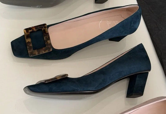 Damen Ballerinas mit quadratischem Zehenbereich und modischem Kastenschließe R&B