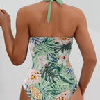 Damen Hochwertiger Einteiler-Badeanzug mit floralem Schnitt und raffiniertem Wickeldesign R&B