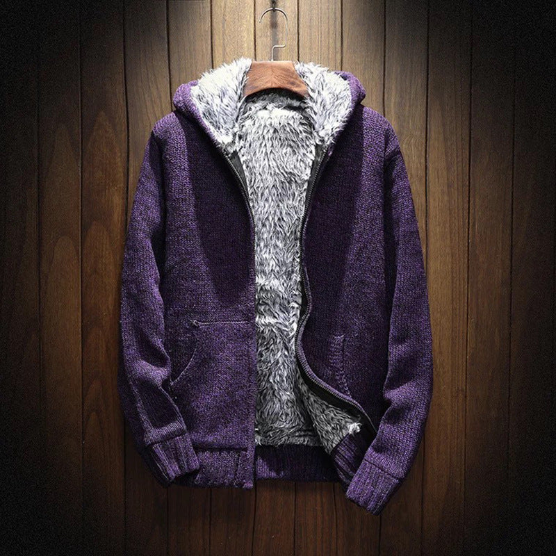 Herren kuschelige Kapuzenjacke mit weichem Innenfutter und seitlichen Eingrifftaschen R&B