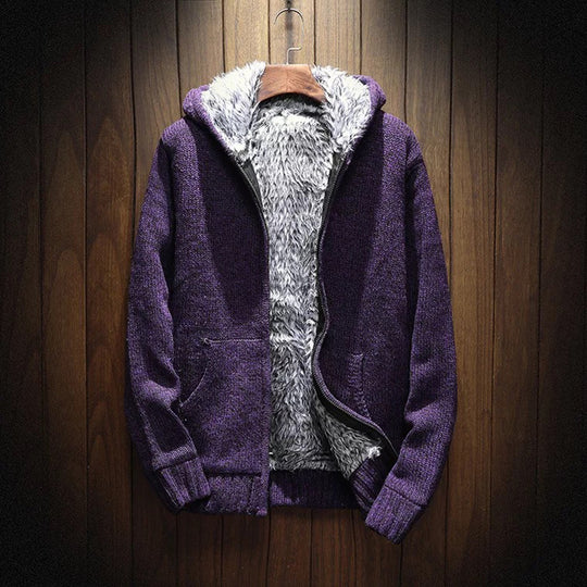 Herren kuschelige Kapuzenjacke mit weichem Innenfutter und seitlichen Eingrifftaschen R&B