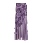 Damen eleganter asymmetrischer Maxirock mit floralen Verzierungen R&B
