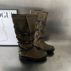 Damen Modische Stiefel mit praktischem Reißverschluss und eleganten Riemen R&B