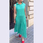 Damen Polo-Maxi-Kleid mit lässigem Schnitt und strukturierter Textur R&B