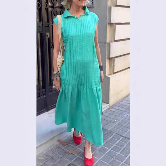 Damen Polo-Maxi-Kleid mit lässigem Schnitt und strukturierter Textur R&B