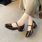 Damen stilvolle Mary Jane Schuhe mit Beschichtung und Blockabsatz R&B