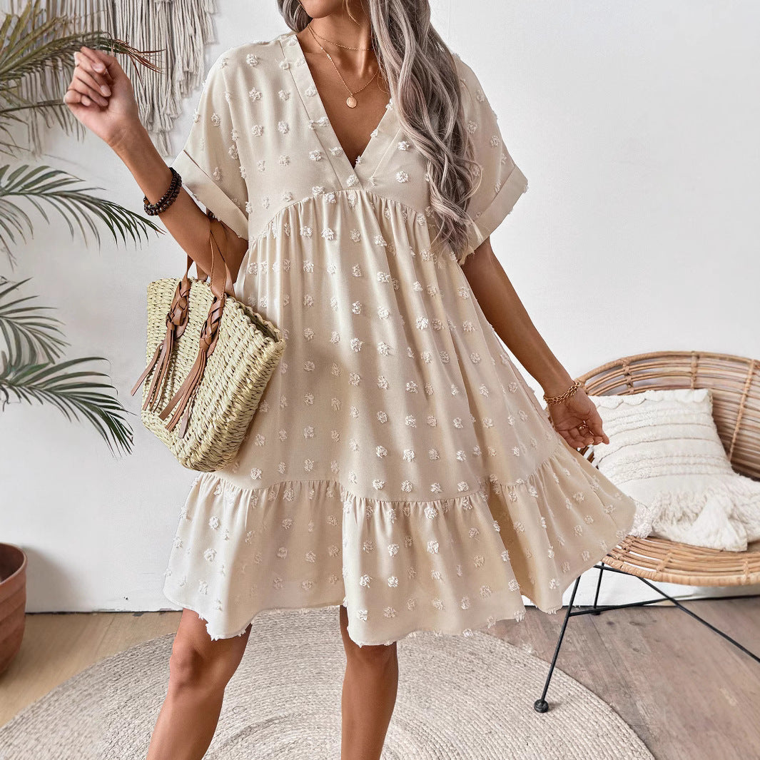 Damen Verspieltes Sommerkleid mit V-Ausschnitt und Rüschensaum R&B