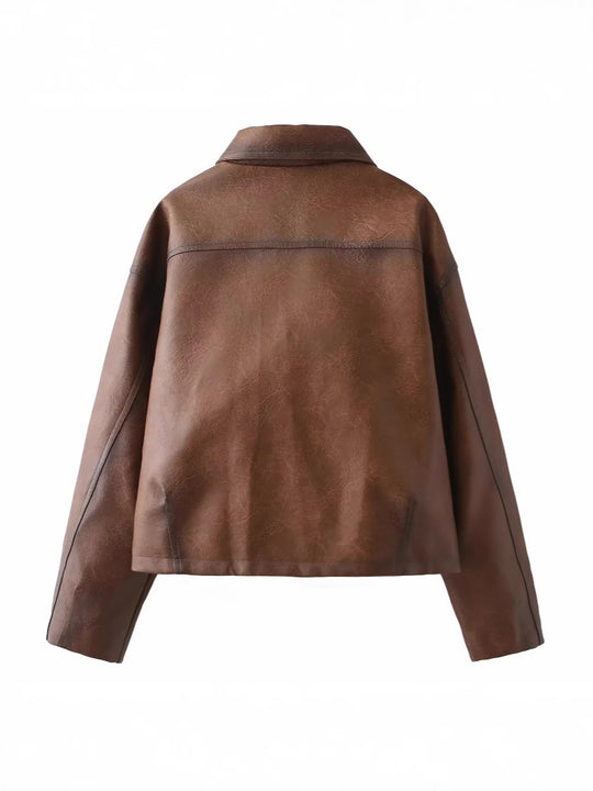 Damen cropped jacke mit praktischen Brusttaschen und Knopfdetails R&B