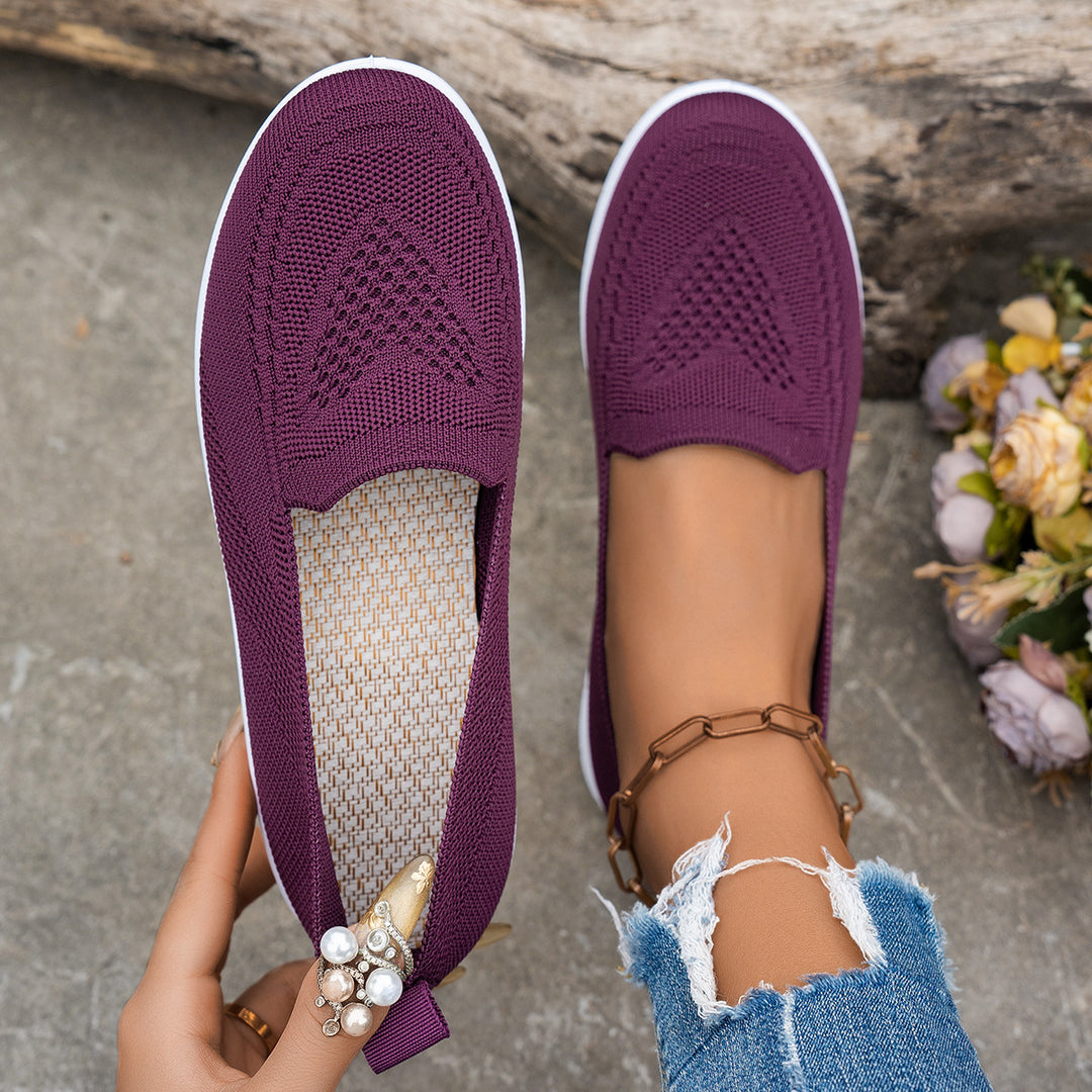 Damen Atmungsaktive Slip-On Freizeitschuhe mit komfortablem Absatz R&B