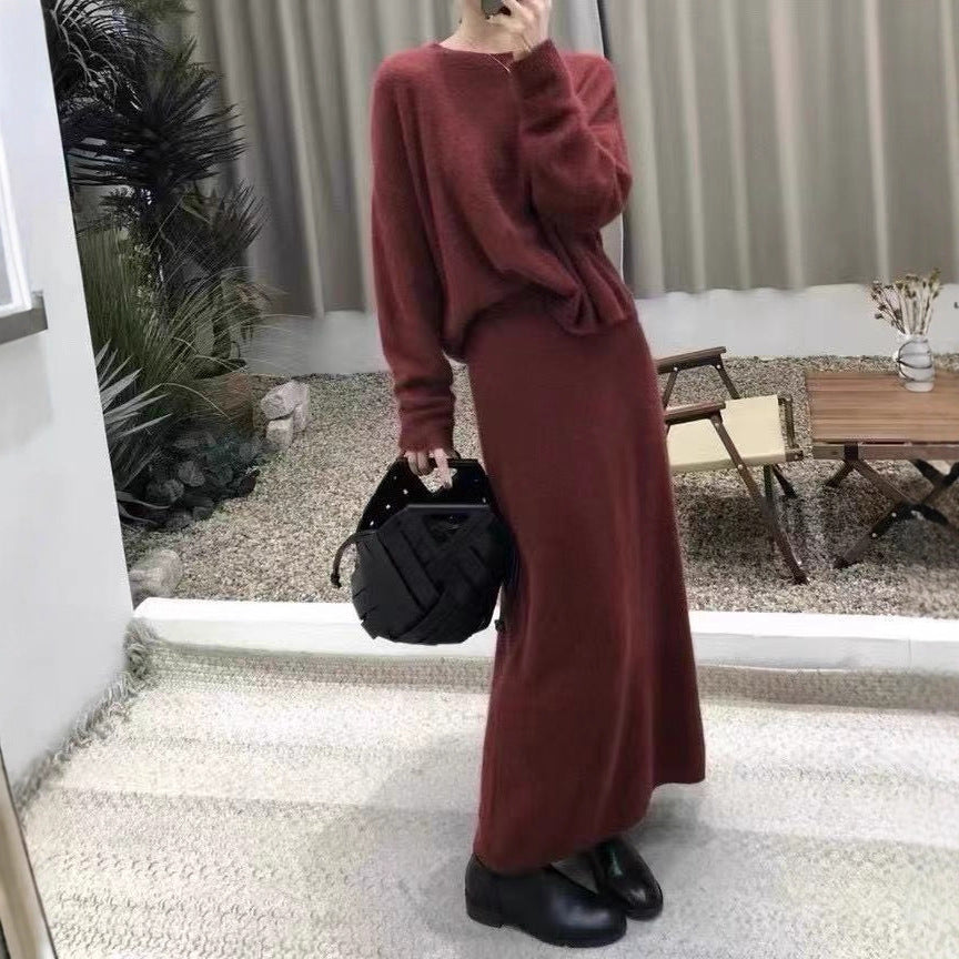 Damen Elegantes Maxikleid mit weichem Strickmaterial und lässigem Schnitt R&B
