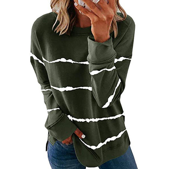 Damen Freizeit Sweatshirt mit modernen Streifen R&B