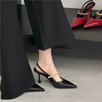 Damen elegante Slingback-Pumps mit goldenen Akzenten R&B