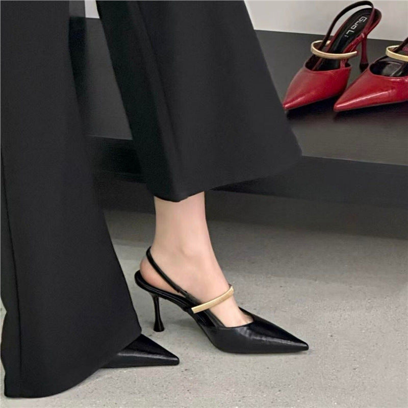 Damen elegante Slingback-Pumps mit goldenen Akzenten R&B