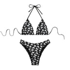 Damen Triangel-Bikini mit fröhlichem Palmenmuster und hohem Beinausschnitt R&B