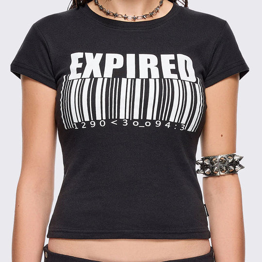 Damen Grafik-T-Shirt mit trendigem Barcode-Print R&B